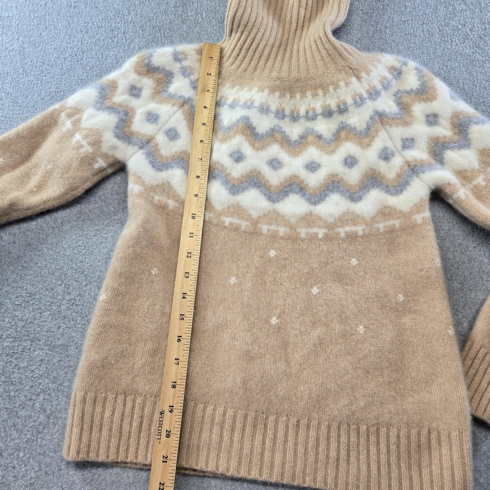 Antonio Melani Sweater Pullover Womens M Beige 100%Cashmere Turtleneck Fair Isle - Picture 6 of 11